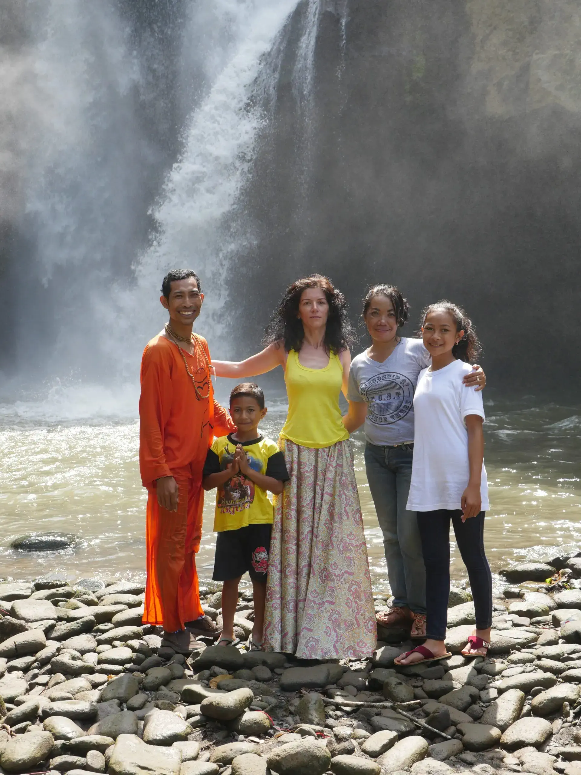 with his family 
